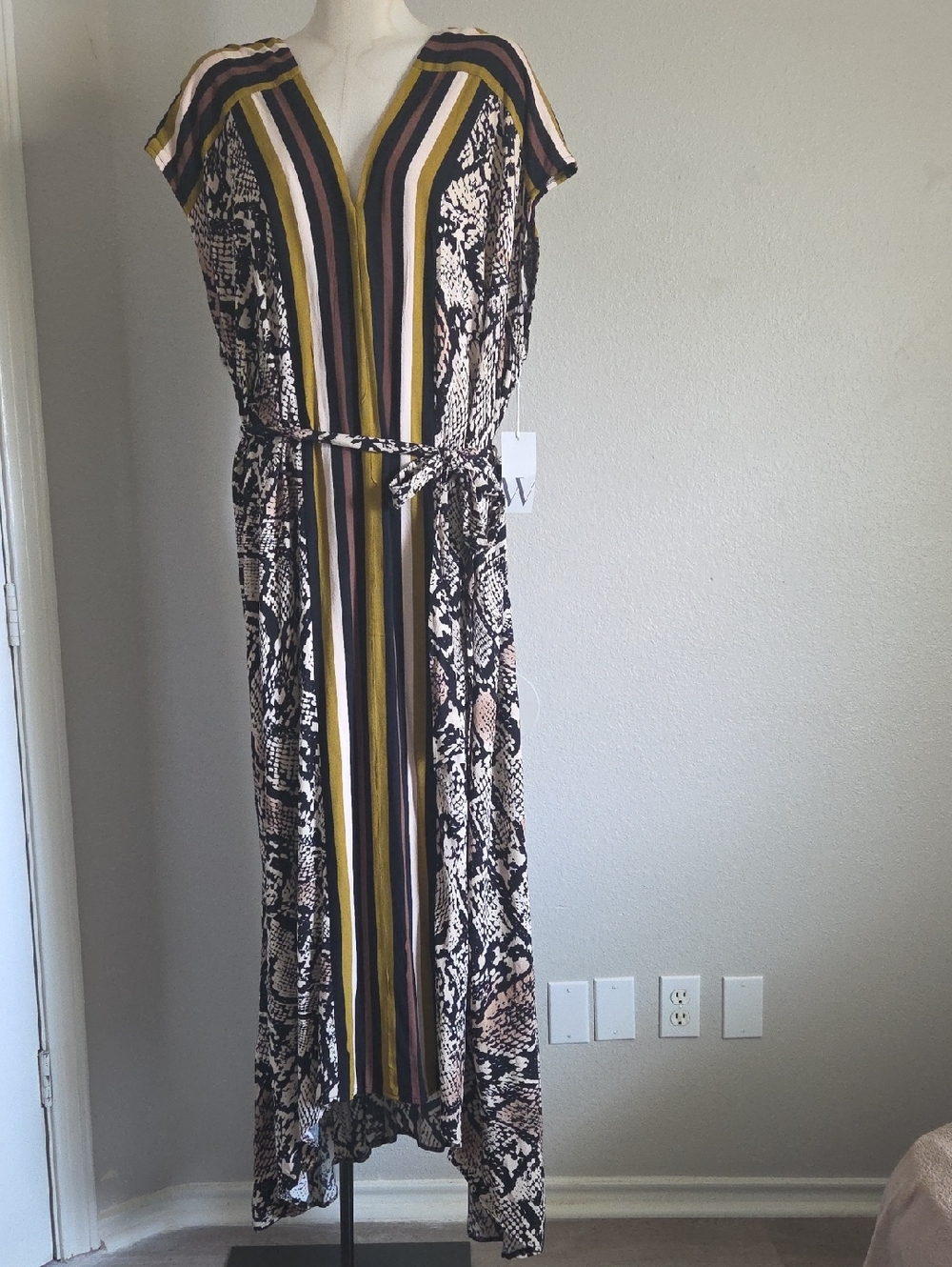 Worthington Striped & Snake-Print V-Neck Maxi Dress Size 2X